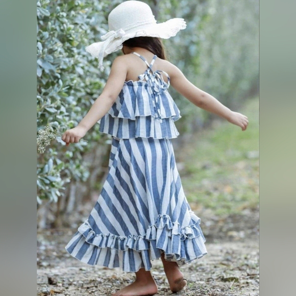 Mia Belle Girls Hello Honey Double Ruffle Gingham Crop Top & Maxi Skirt Set,2/3T - Picture 6 of 6